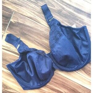 Elomi Bra Sz 36K Navy Carmen Unlined Underwire Style 4010 Lace Full Coverage
